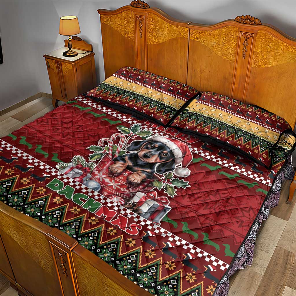 Dachshund Christmas Quilt Bed Set Merry Dachmas - Wonder Print Shop
