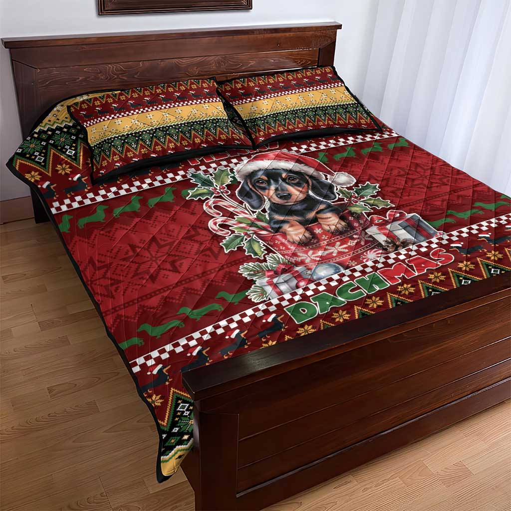Dachshund Christmas Quilt Bed Set Merry Dachmas - Wonder Print Shop