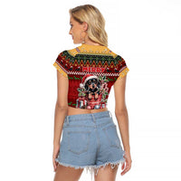 Dachshund Christmas Raglan Cropped T Shirt Merry Dachmas - Wonder Print Shop