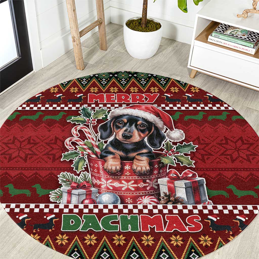 Dachshund Christmas Round Carpet Merry Dachmas - Wonder Print Shop