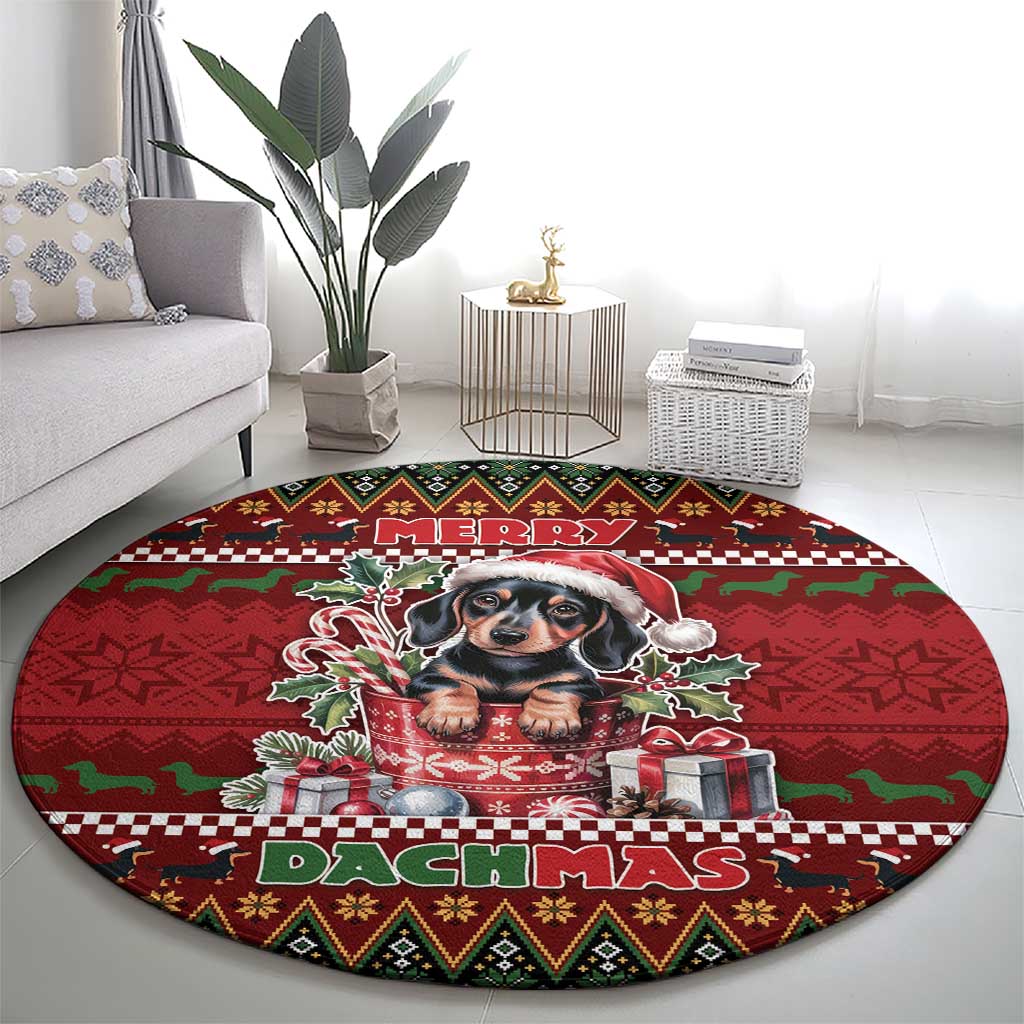 Dachshund Christmas Round Carpet Merry Dachmas - Wonder Print Shop