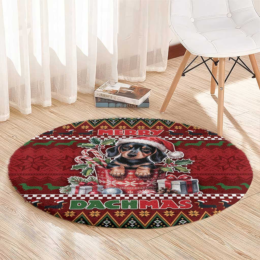 Dachshund Christmas Round Carpet Merry Dachmas - Wonder Print Shop