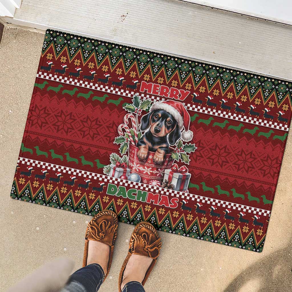 Dachshund Christmas Rubber Doormat Merry Dachmas - Wonder Print Shop