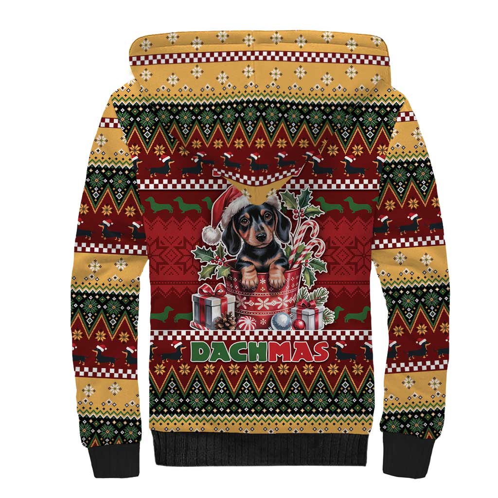 Dachshund Christmas Sherpa Hoodie Merry Dachmas - Wonder Print Shop