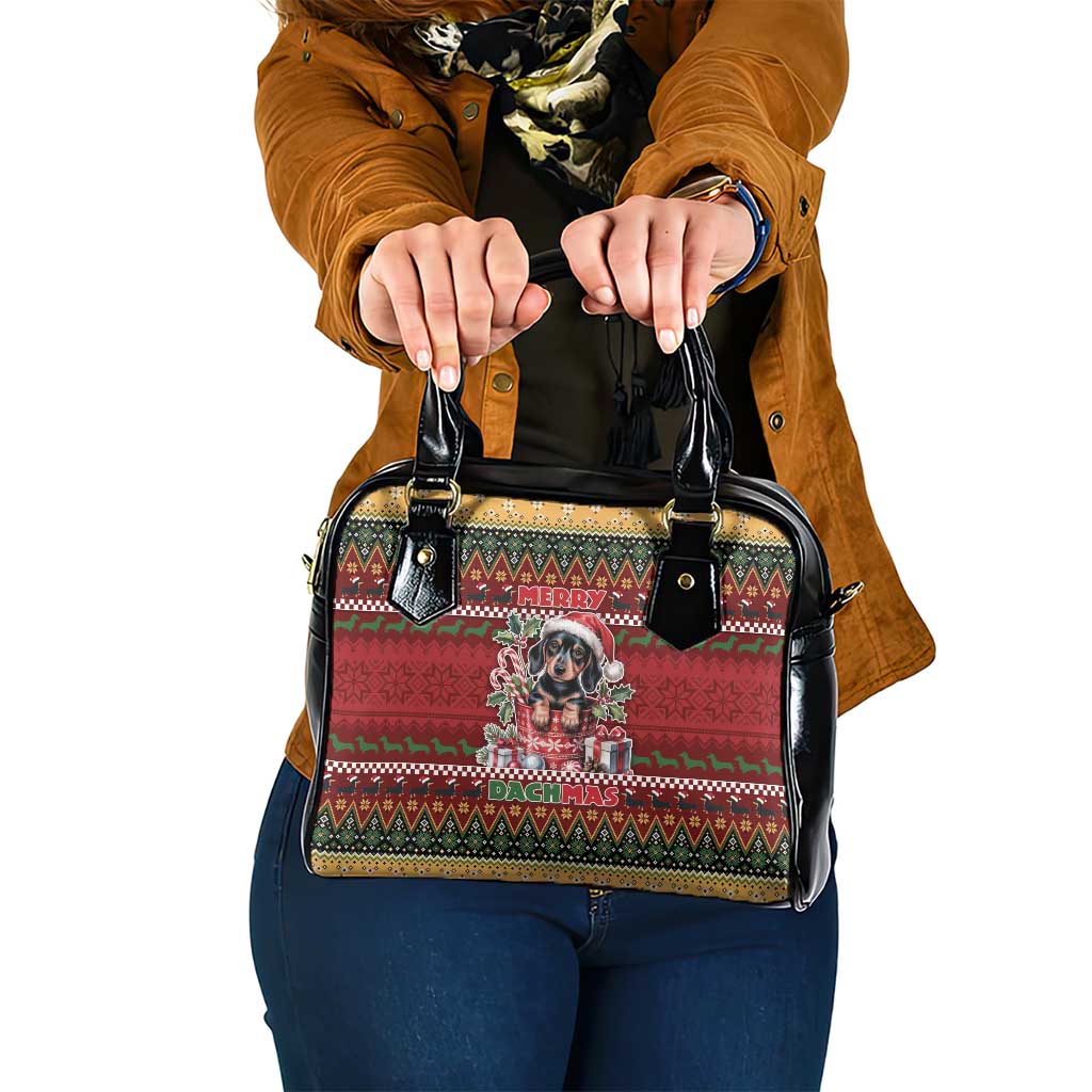 Dachshund Christmas Shoulder Handbag Merry Dachmas - Wonder Print Shop
