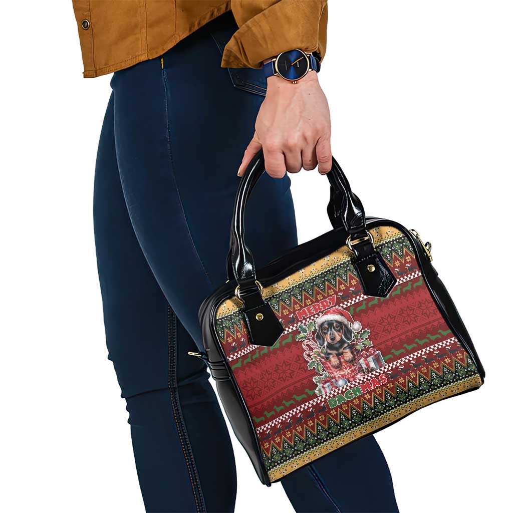 Dachshund Christmas Shoulder Handbag Merry Dachmas - Wonder Print Shop