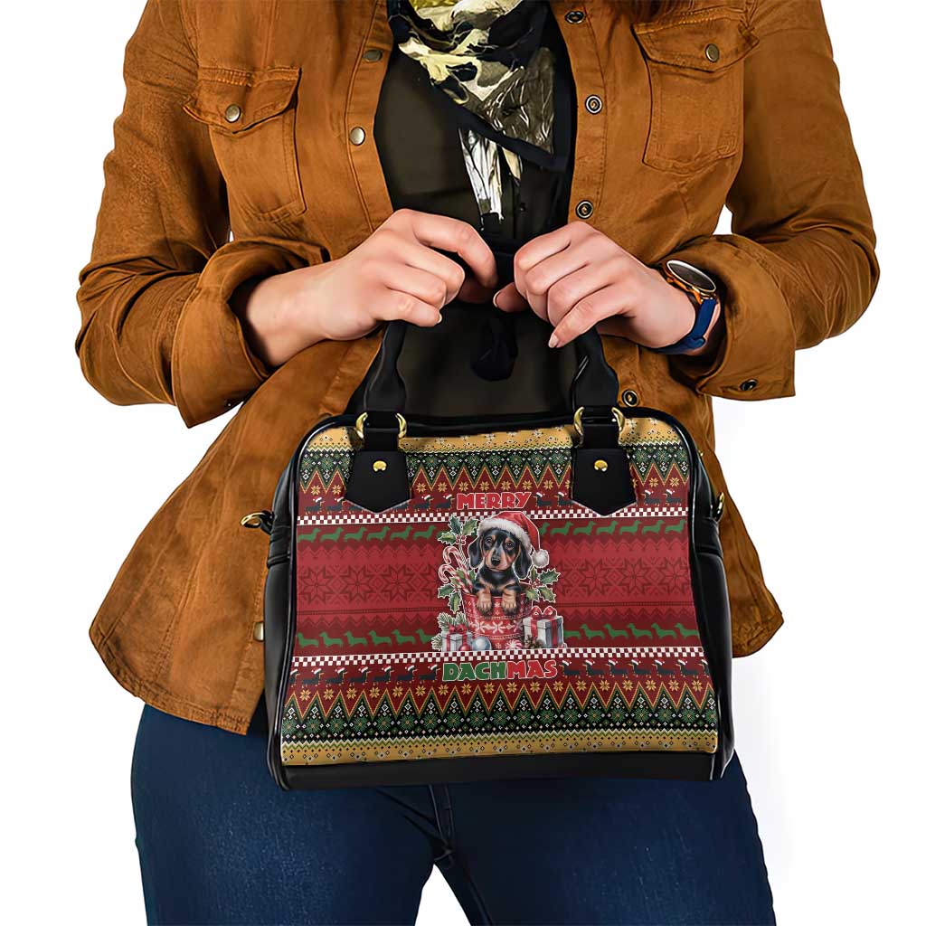 Dachshund Christmas Shoulder Handbag Merry Dachmas - Wonder Print Shop