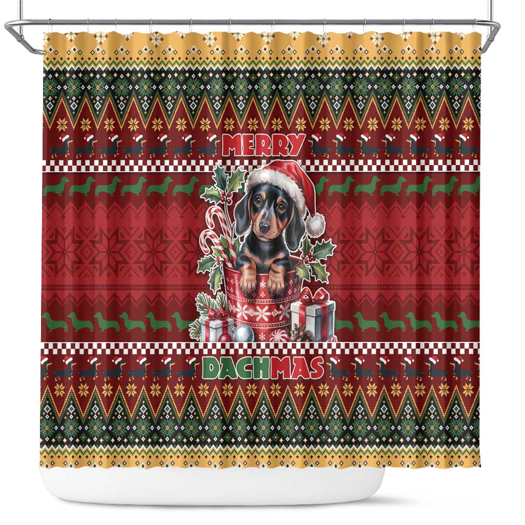Dachshund Christmas Shower Curtain Merry Dachmas - Wonder Print Shop
