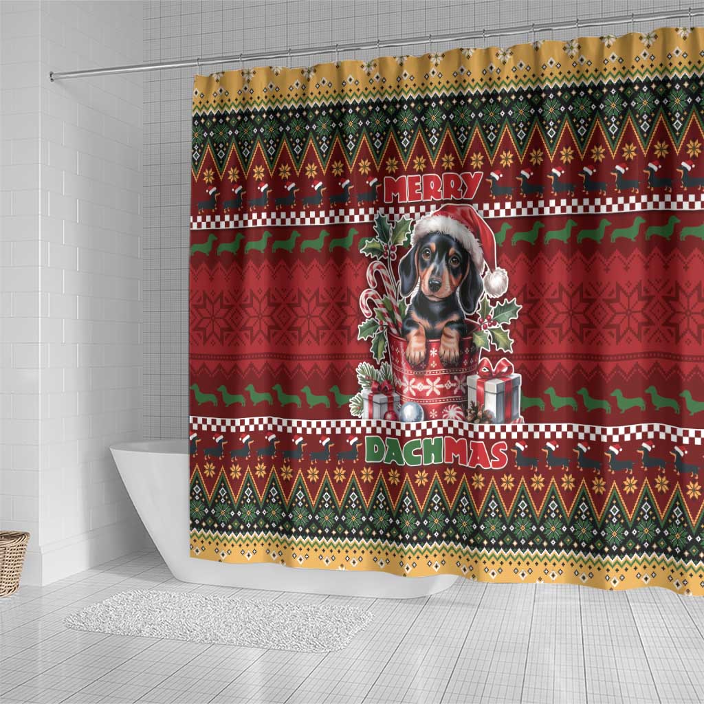 Dachshund Christmas Shower Curtain Merry Dachmas - Wonder Print Shop