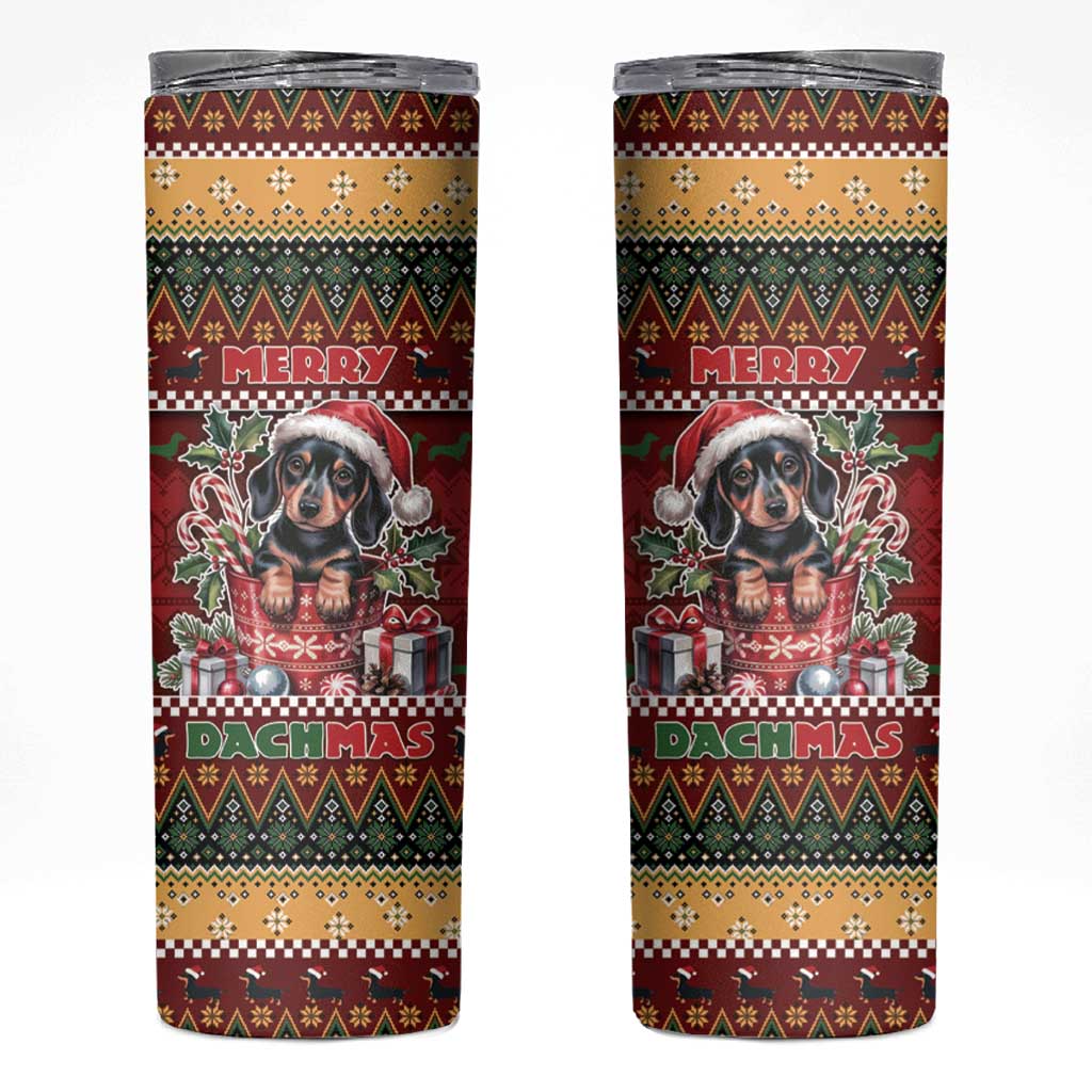 Dachshund Christmas Skinny Tumbler Merry Dachmas - Wonder Print Shop