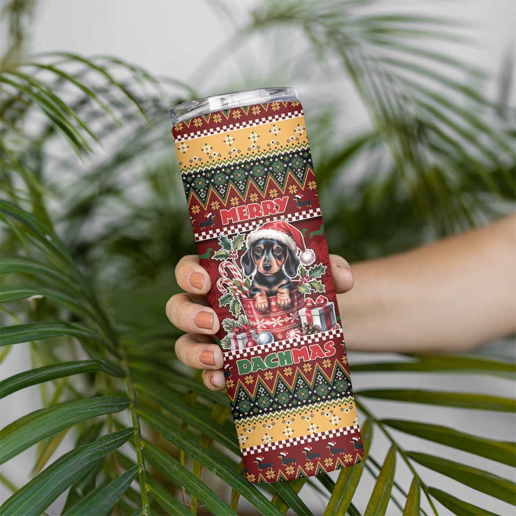 Dachshund Christmas Skinny Tumbler Merry Dachmas - Wonder Print Shop