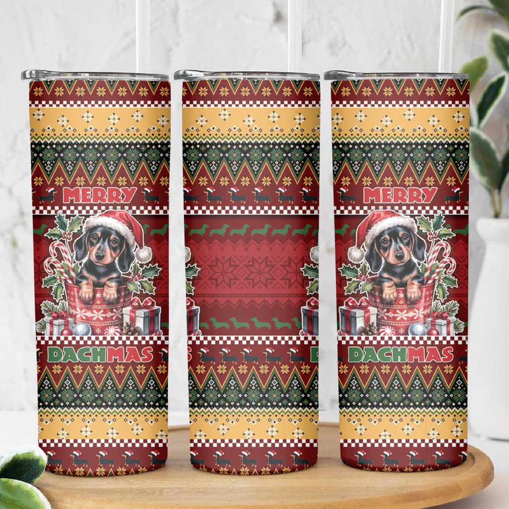 Dachshund Christmas Skinny Tumbler Merry Dachmas - Wonder Print Shop
