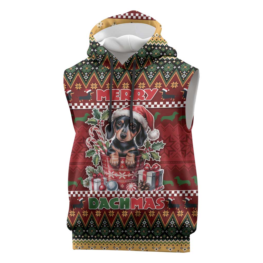 Dachshund Christmas Sleeveless Hoodie Merry Dachmas - Wonder Print Shop
