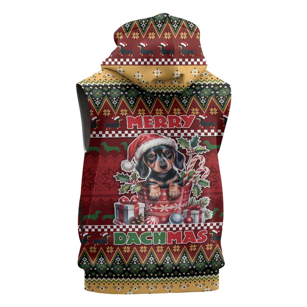 Dachshund Christmas Sleeveless Hoodie Merry Dachmas - Wonder Print Shop