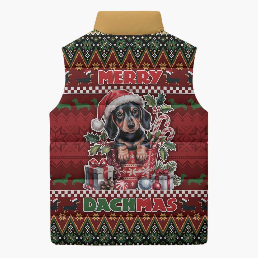Dachshund Christmas Sleeveless Puffer Jacket Merry Dachmas - Wonder Print Shop