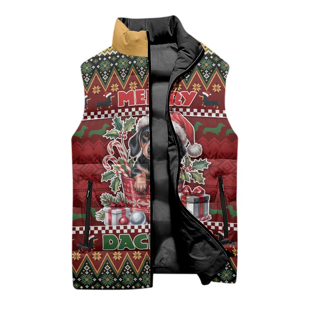 Dachshund Christmas Sleeveless Puffer Jacket Merry Dachmas - Wonder Print Shop
