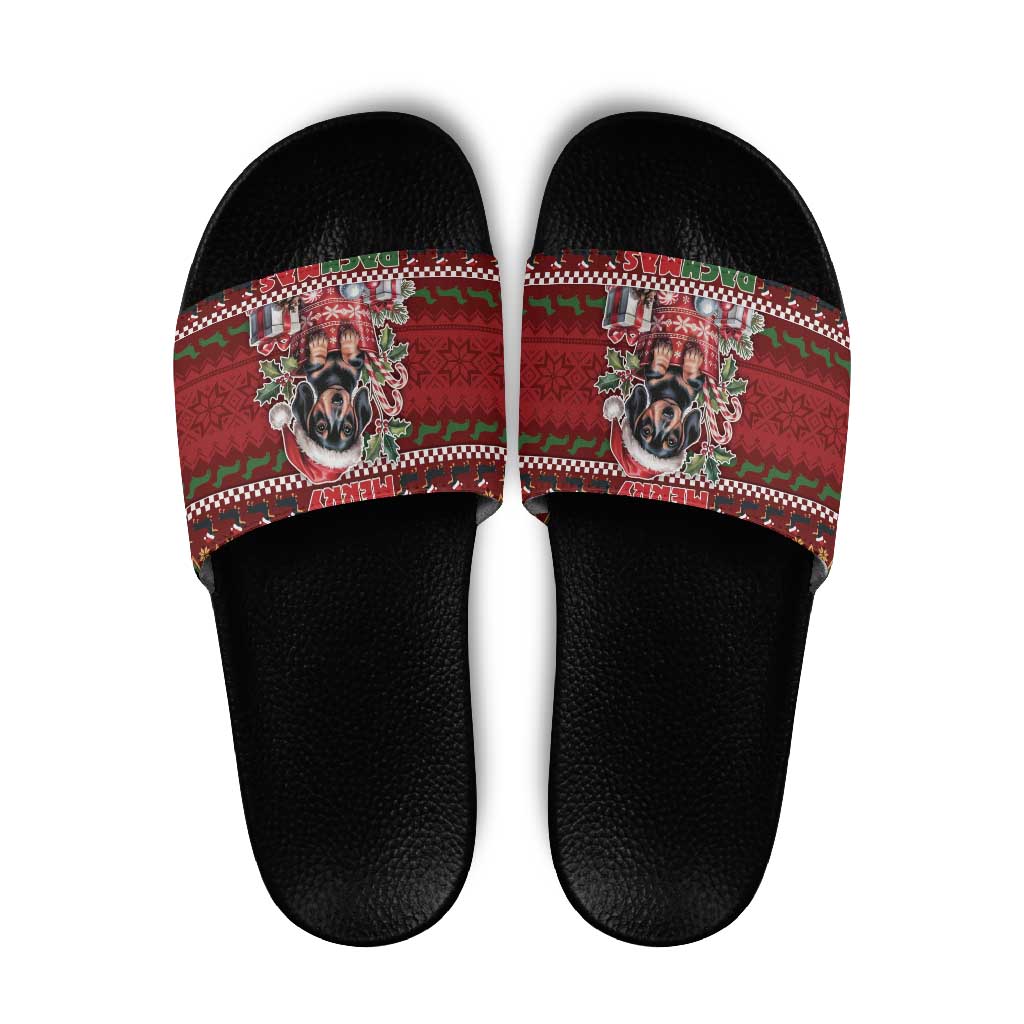 Dachshund Christmas Slide Sandals Merry Dachmas - Wonder Print Shop