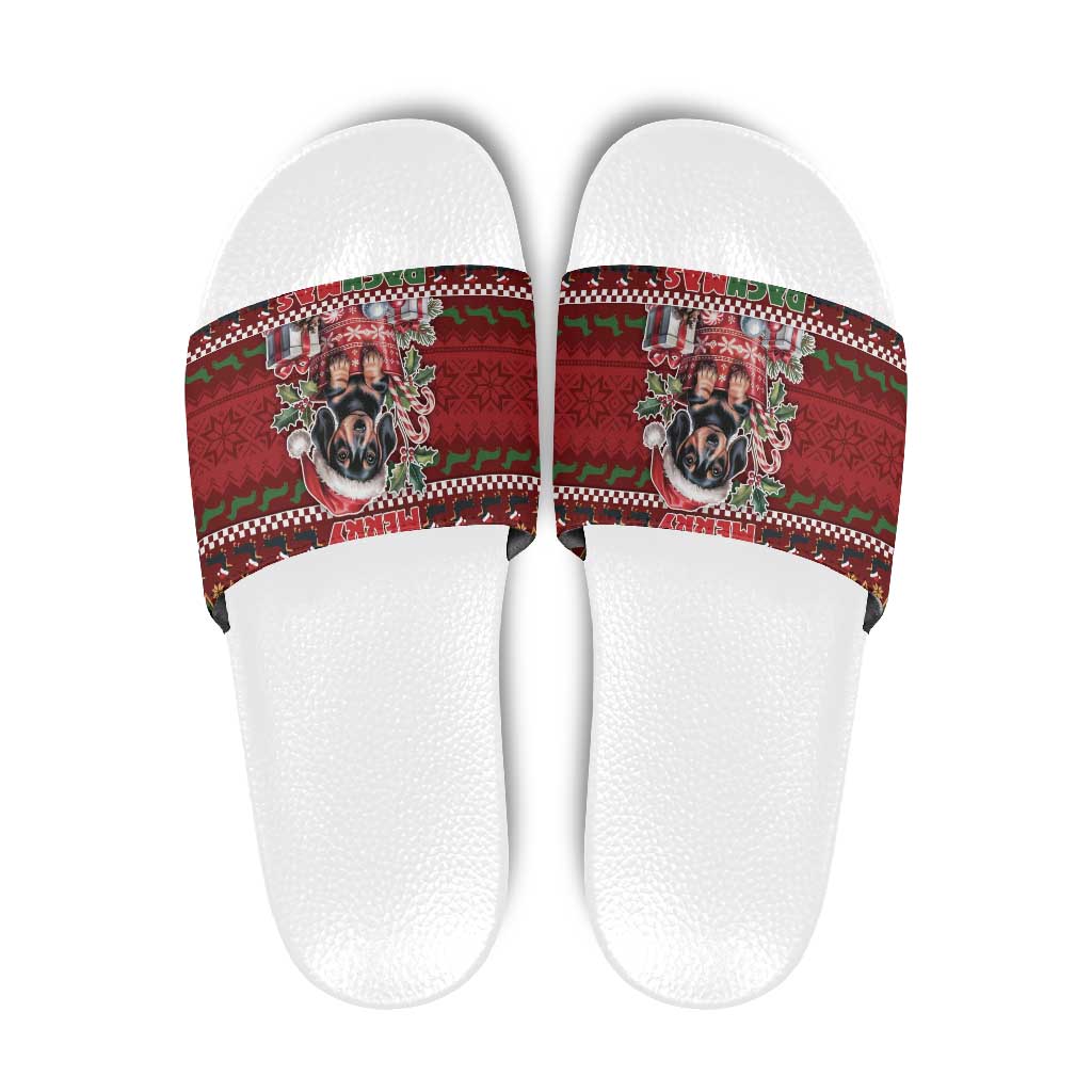 Dachshund Christmas Slide Sandals Merry Dachmas - Wonder Print Shop