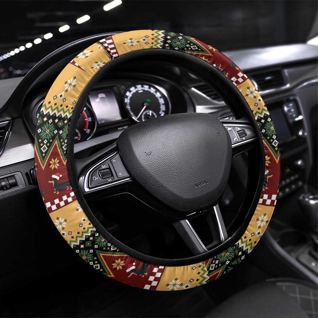 Dachshund Christmas Steering Wheel Cover Merry Dachmas - Wonder Print Shop