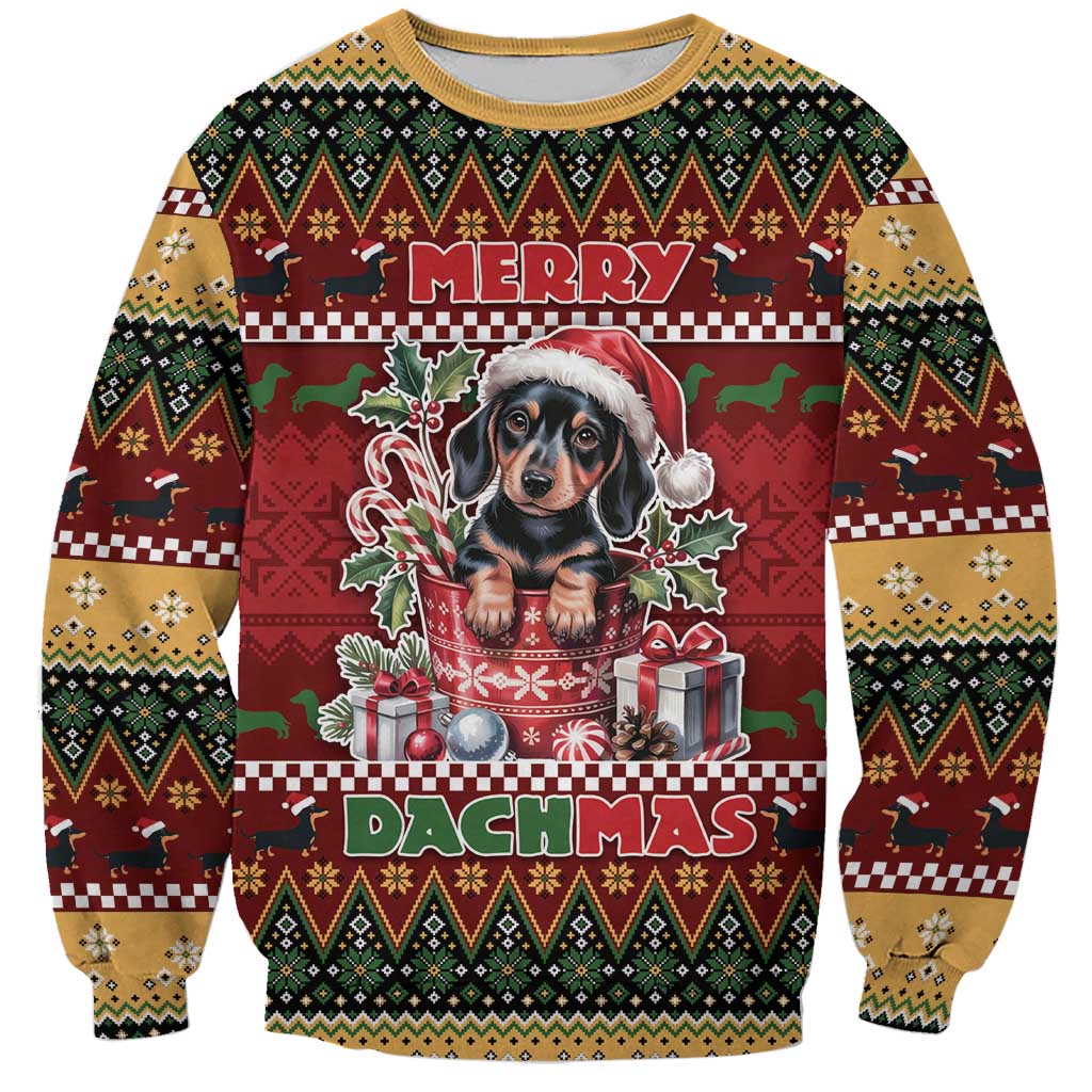 Dachshund Christmas Sweatshirt Merry Dachmas - Wonder Print Shop
