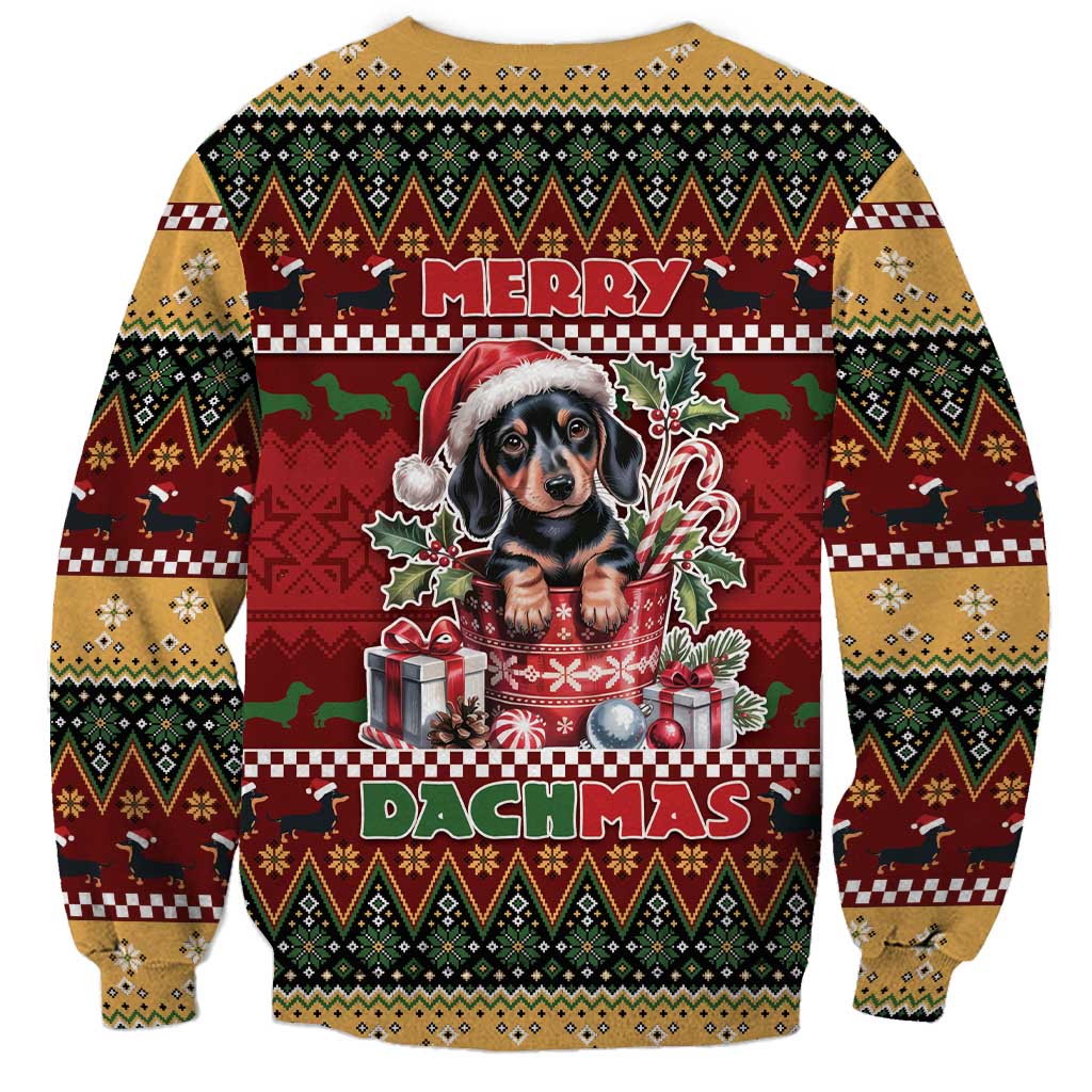 Dachshund Christmas Sweatshirt Merry Dachmas - Wonder Print Shop