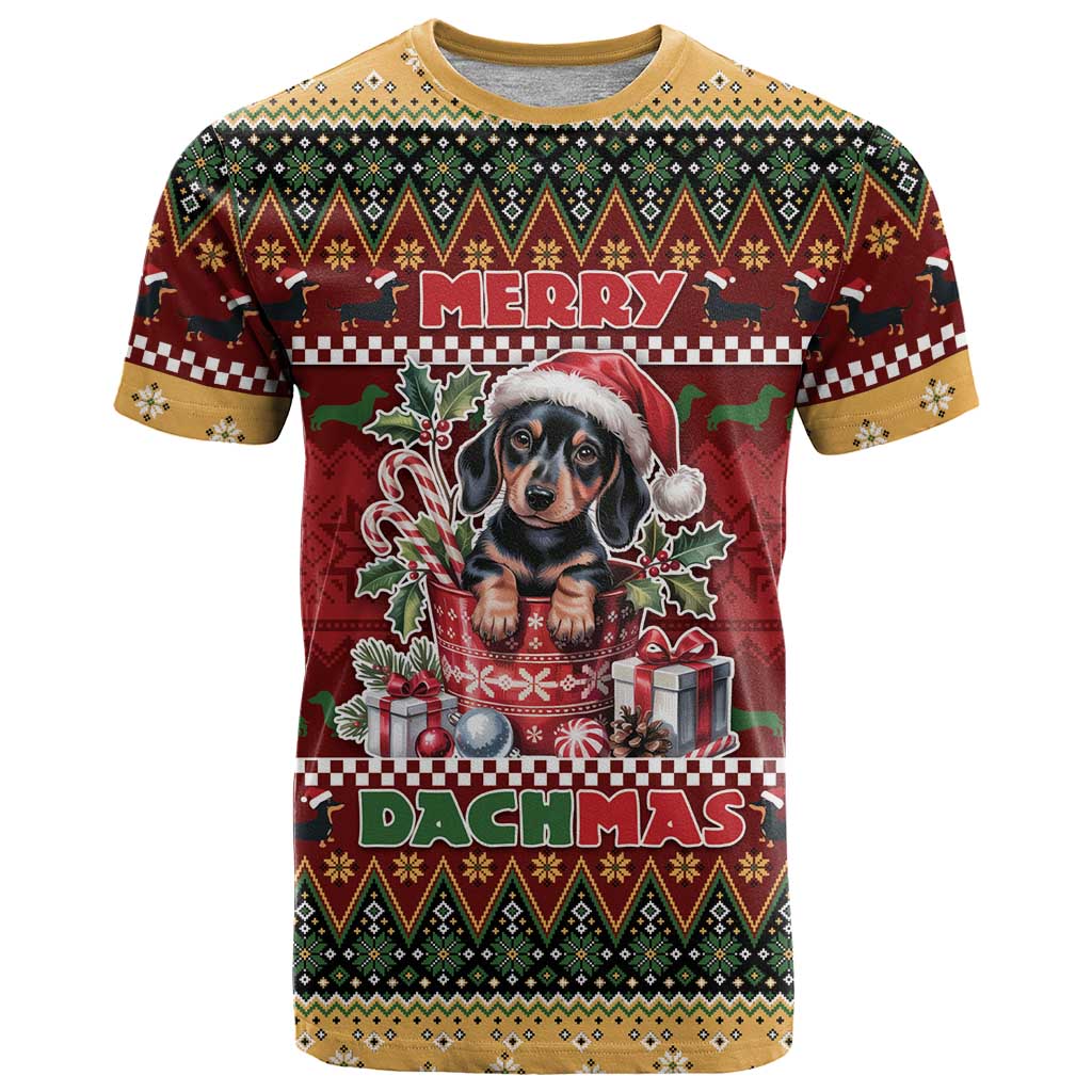 Dachshund Christmas T Shirt Merry Dachmas - Wonder Print Shop