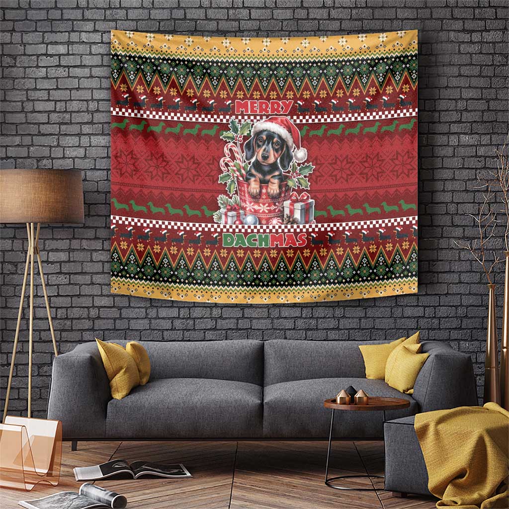 Dachshund Christmas Tapestry Merry Dachmas - Wonder Print Shop
