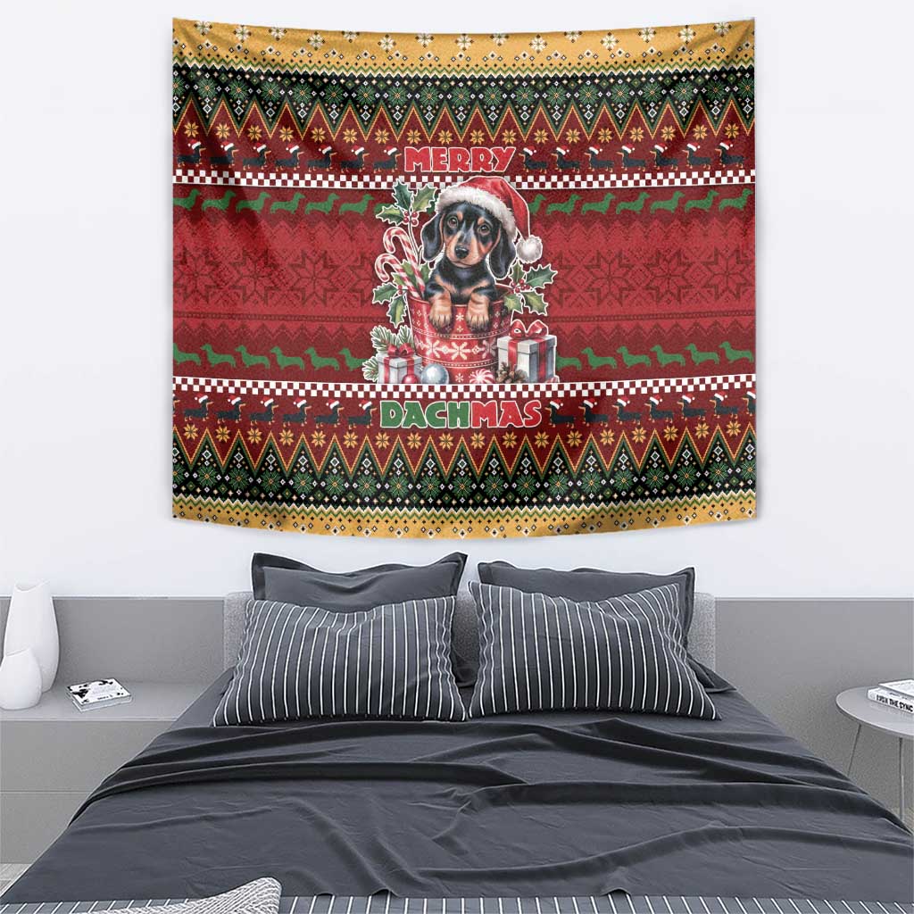 Dachshund Christmas Tapestry Merry Dachmas - Wonder Print Shop