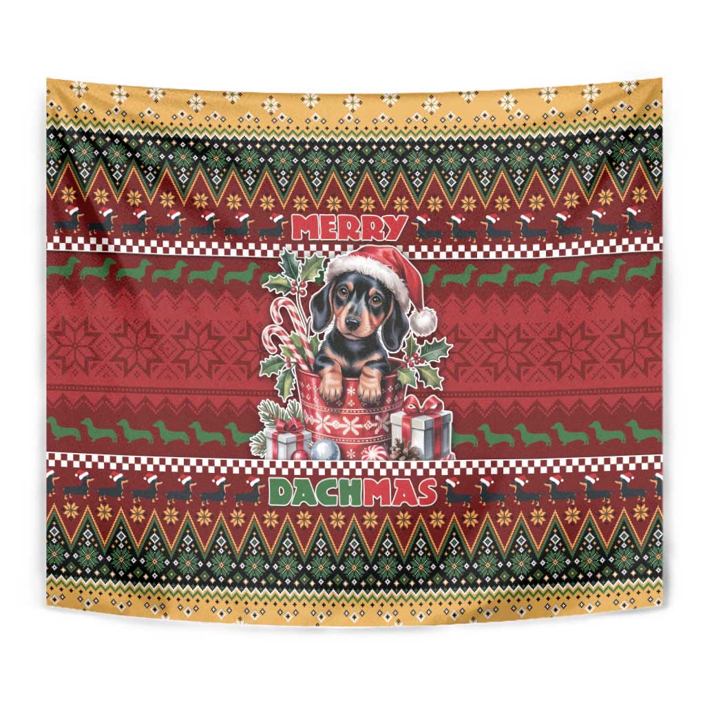 Dachshund Christmas Tapestry Merry Dachmas - Wonder Print Shop