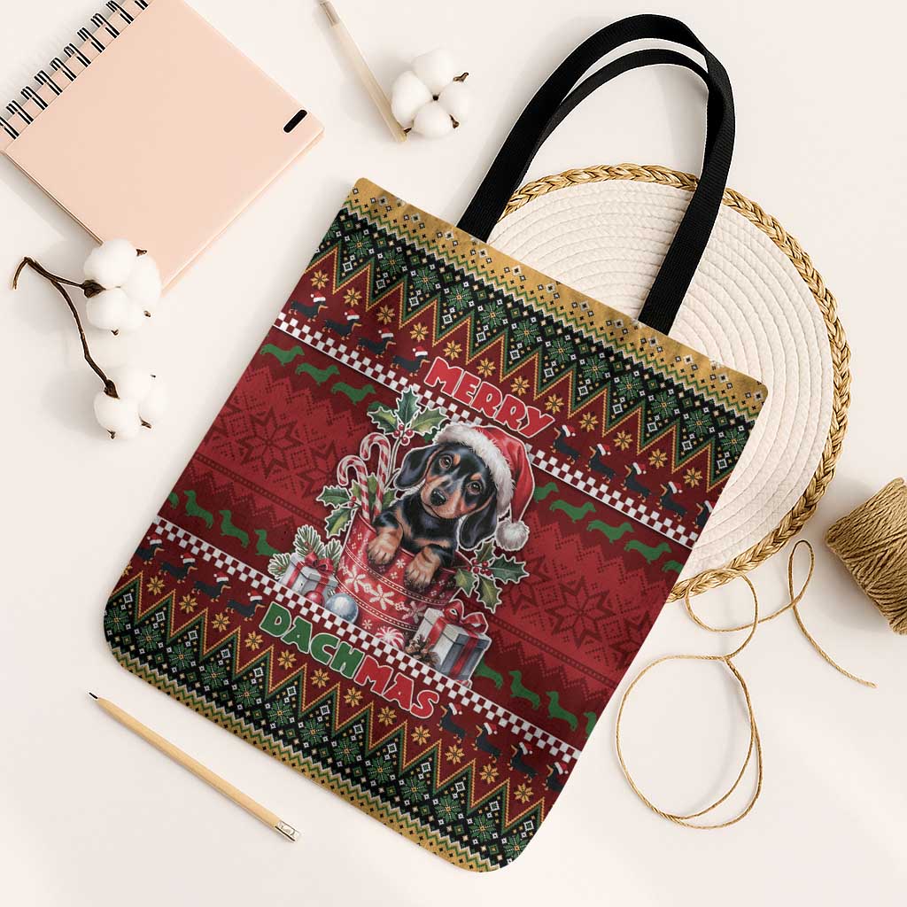 Dachshund Christmas Tote Bag Merry Dachmas - Wonder Print Shop