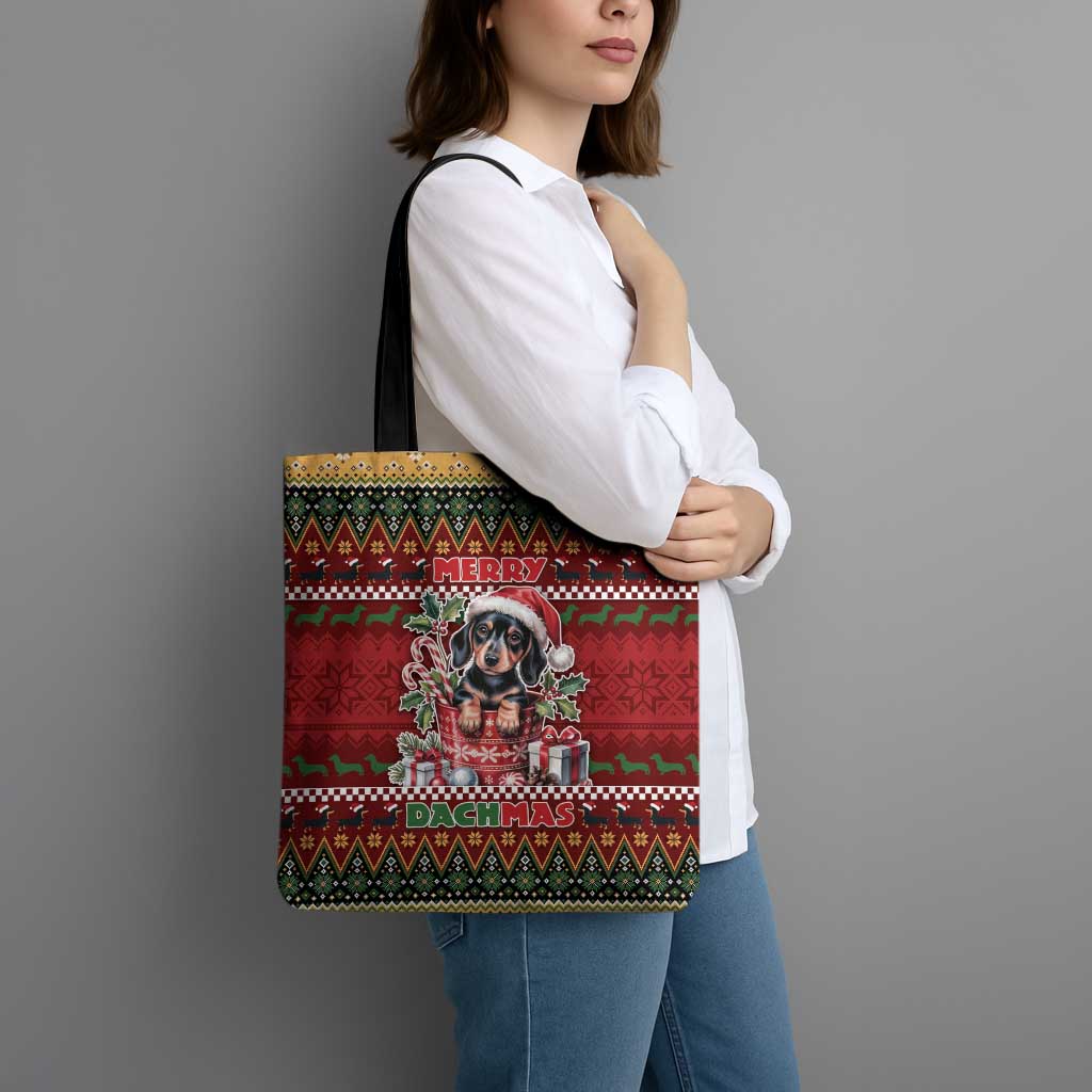 Dachshund Christmas Tote Bag Merry Dachmas - Wonder Print Shop