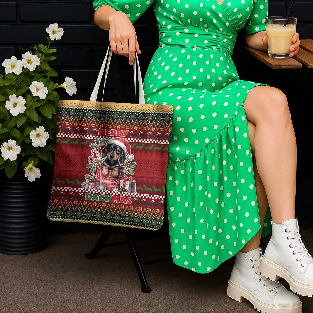 Dachshund Christmas Tote Bag Merry Dachmas - Wonder Print Shop