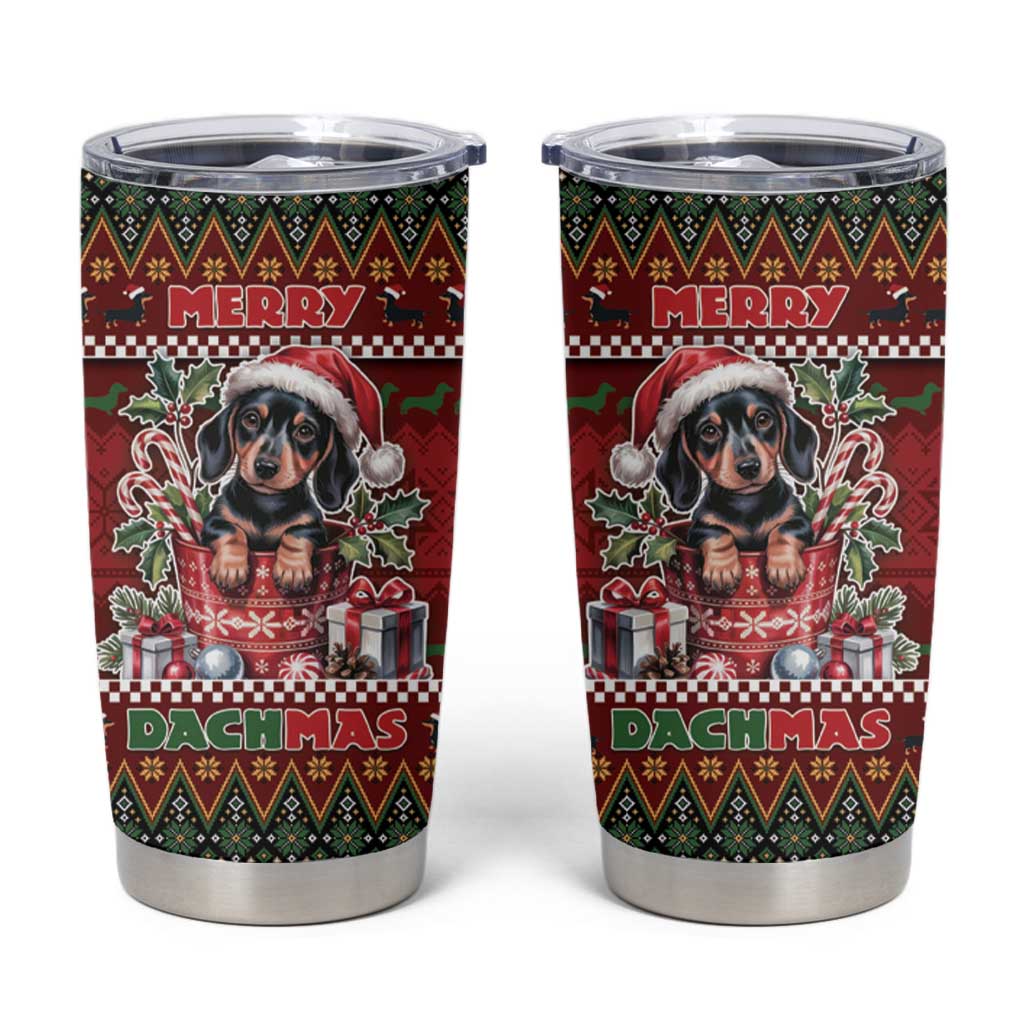 Dachshund Christmas Tumbler Cup Merry Dachmas - Wonder Print Shop