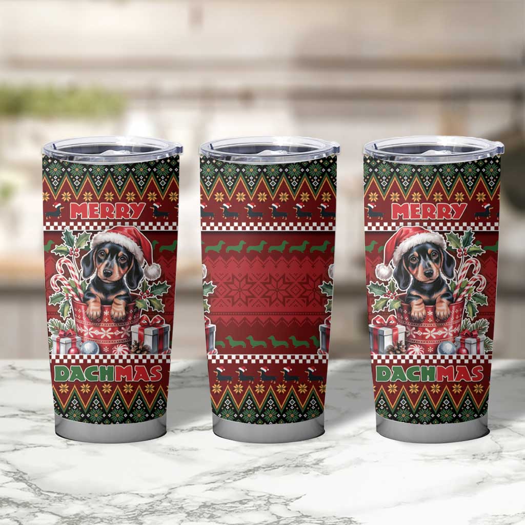 Dachshund Christmas Tumbler Cup Merry Dachmas - Wonder Print Shop