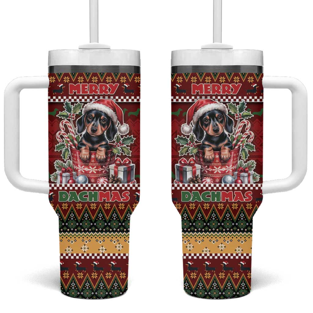 Dachshund Christmas Tumbler With Handle Merry Dachmas - Wonder Print Shop