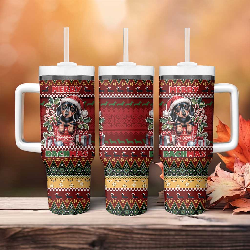 Dachshund Christmas Tumbler With Handle Merry Dachmas - Wonder Print Shop