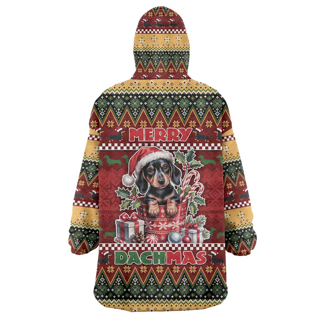 Dachshund Christmas Wearable Blanket Hoodie Merry Dachmas - Wonder Print Shop