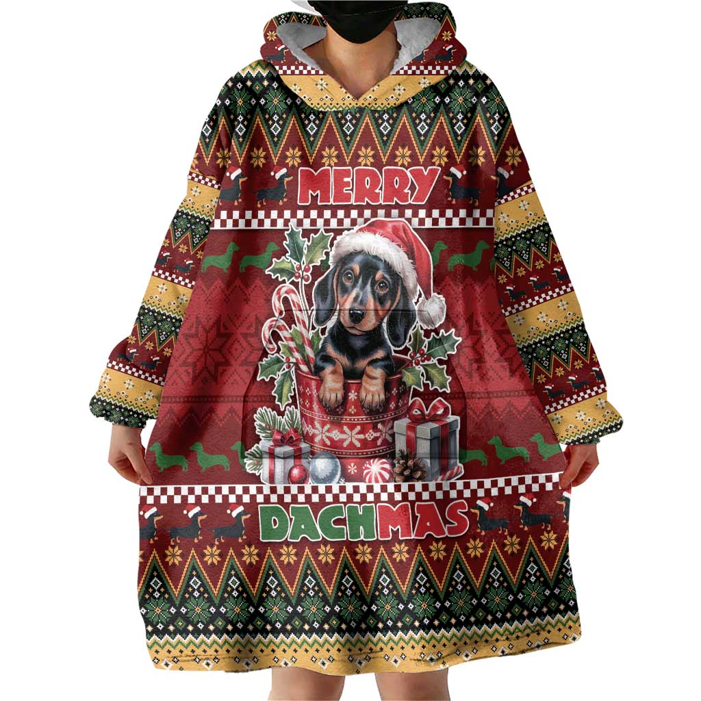 Dachshund Christmas Wearable Blanket Hoodie Merry Dachmas - Wonder Print Shop
