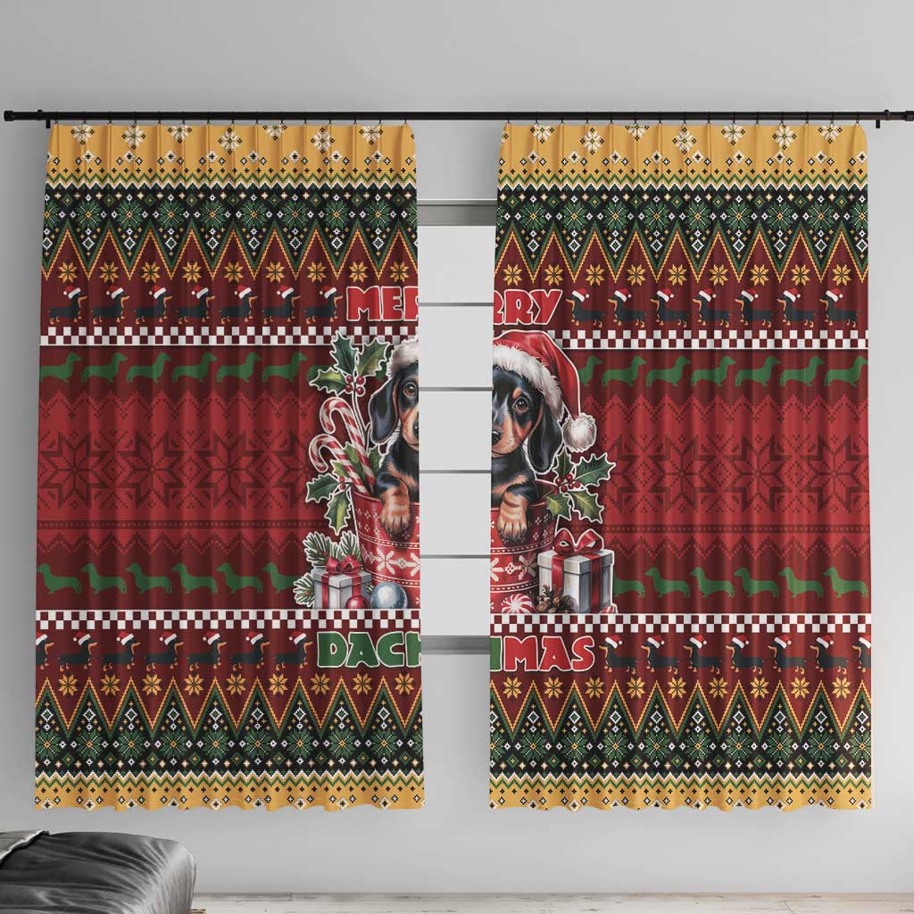Dachshund Christmas Window Curtain Merry Dachmas - Wonder Print Shop