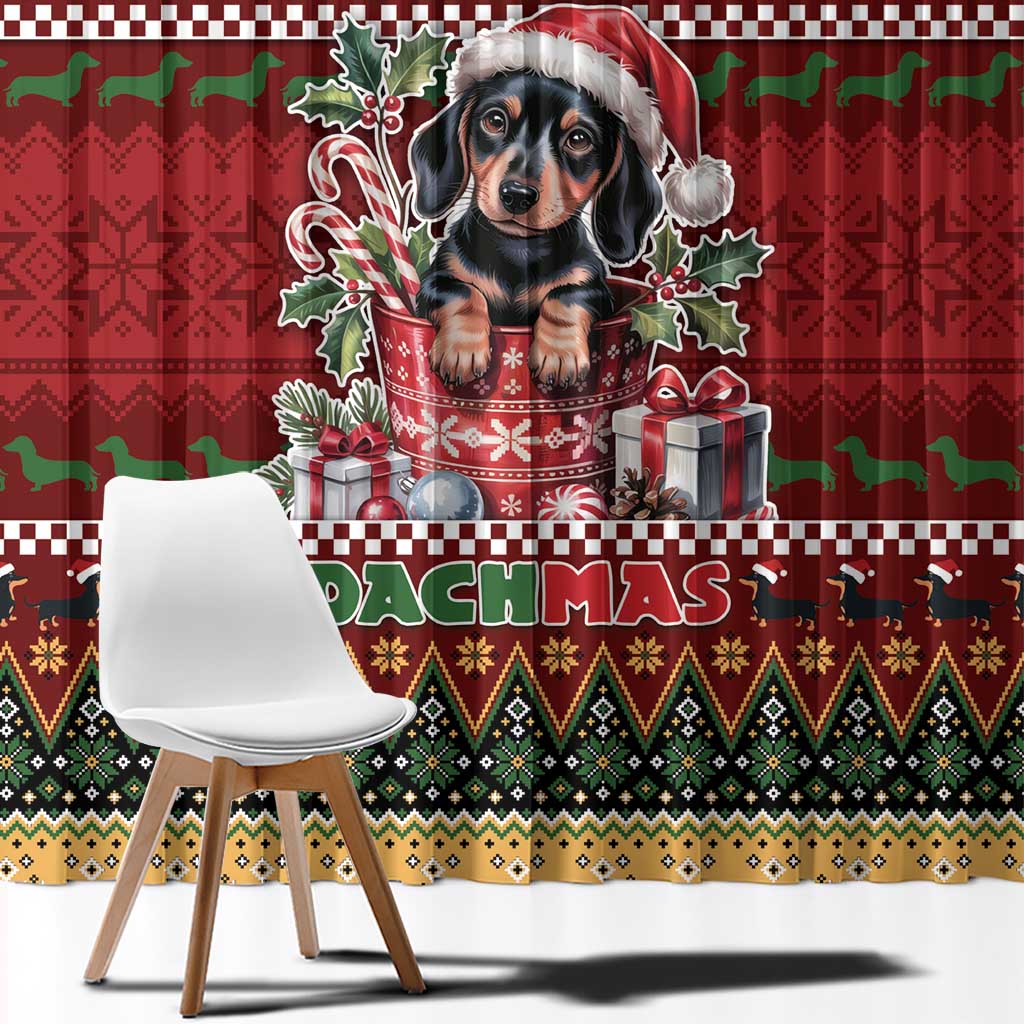 Dachshund Christmas Window Curtain Merry Dachmas - Wonder Print Shop
