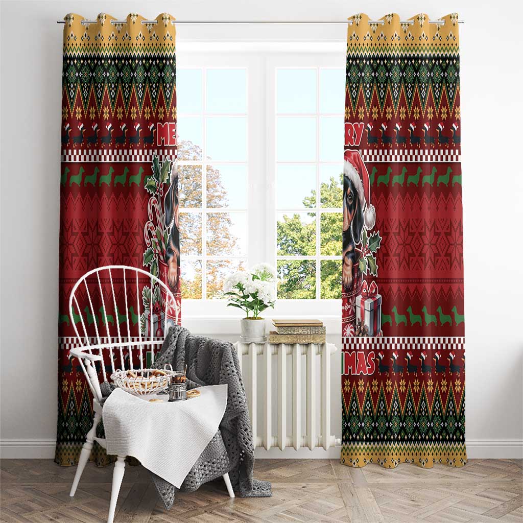 Dachshund Christmas Window Curtain Merry Dachmas - Wonder Print Shop