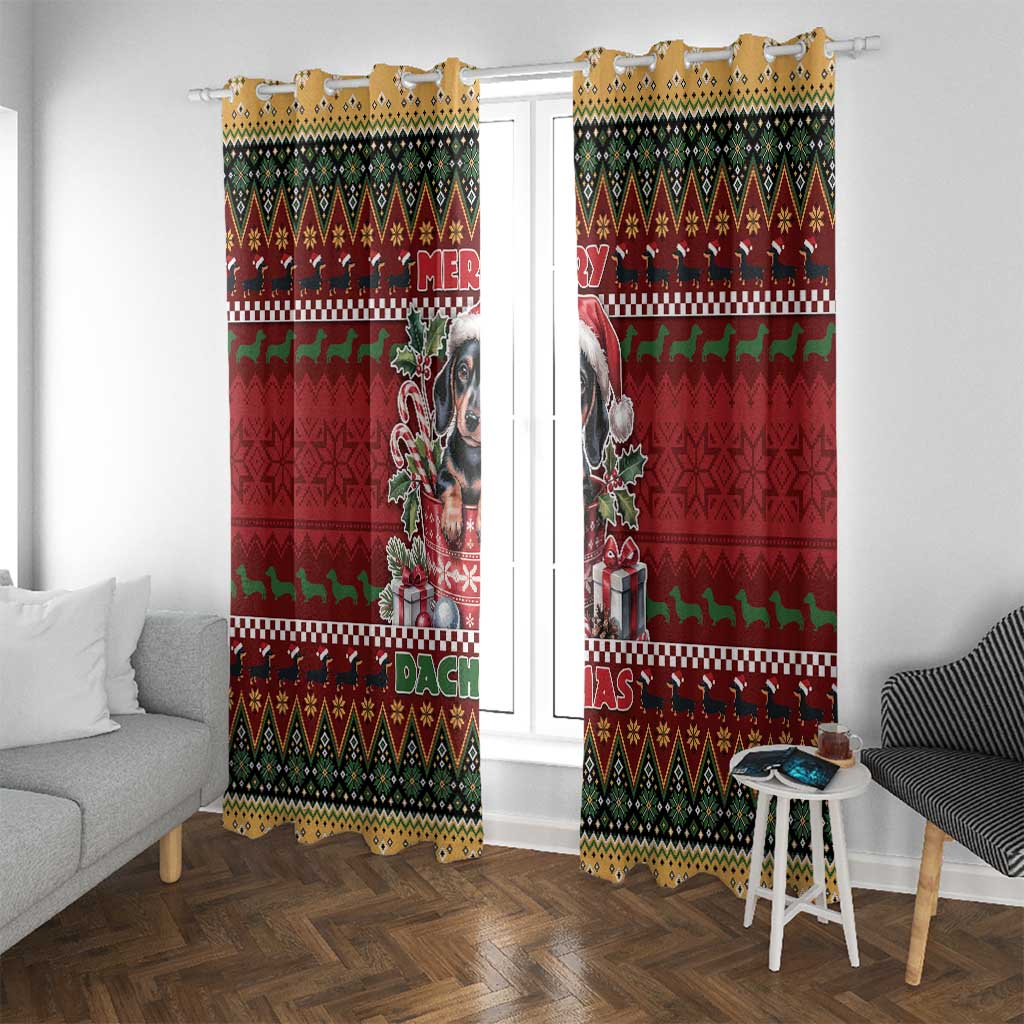 Dachshund Christmas Window Curtain Merry Dachmas - Wonder Print Shop