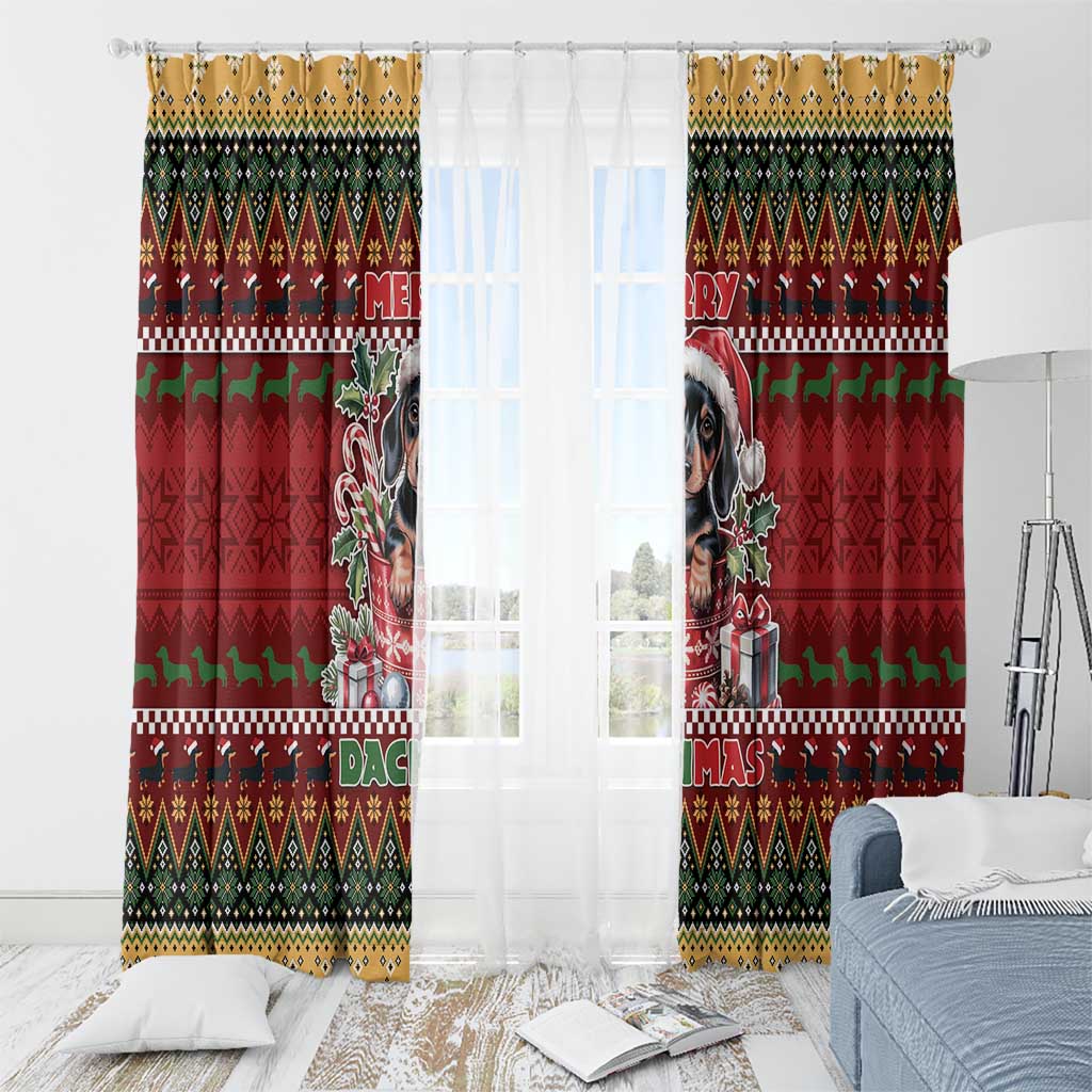 Dachshund Christmas Window Curtain Merry Dachmas - Wonder Print Shop