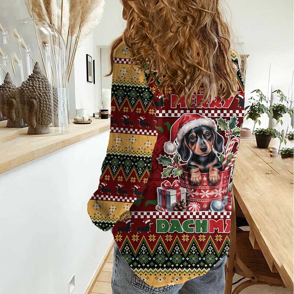 Dachshund Christmas Women Casual Shirt Merry Dachmas - Wonder Print Shop