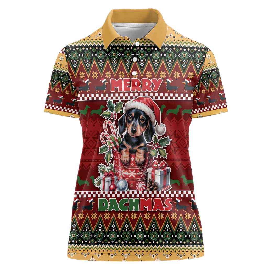 Dachshund Christmas Women Polo Shirt Merry Dachmas - Wonder Print Shop