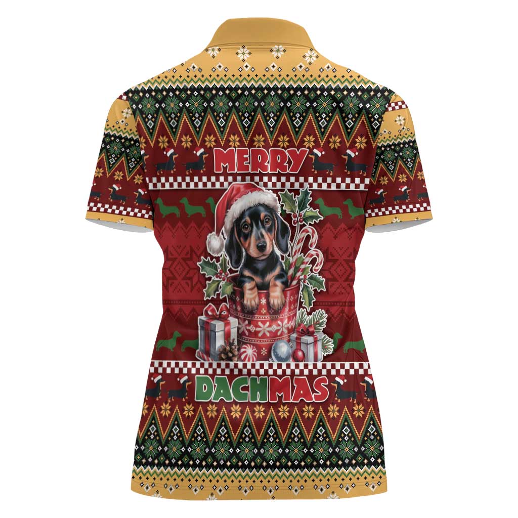 Dachshund Christmas Women Polo Shirt Merry Dachmas - Wonder Print Shop