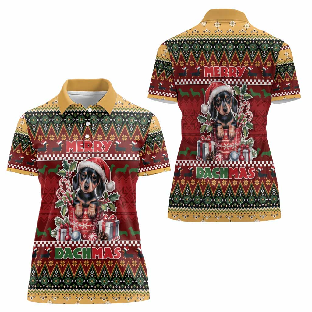 Dachshund Christmas Women Polo Shirt Merry Dachmas - Wonder Print Shop