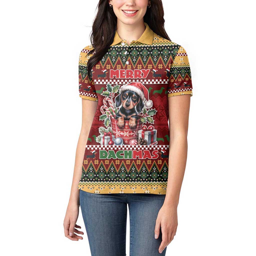 Dachshund Christmas Women Polo Shirt Merry Dachmas - Wonder Print Shop