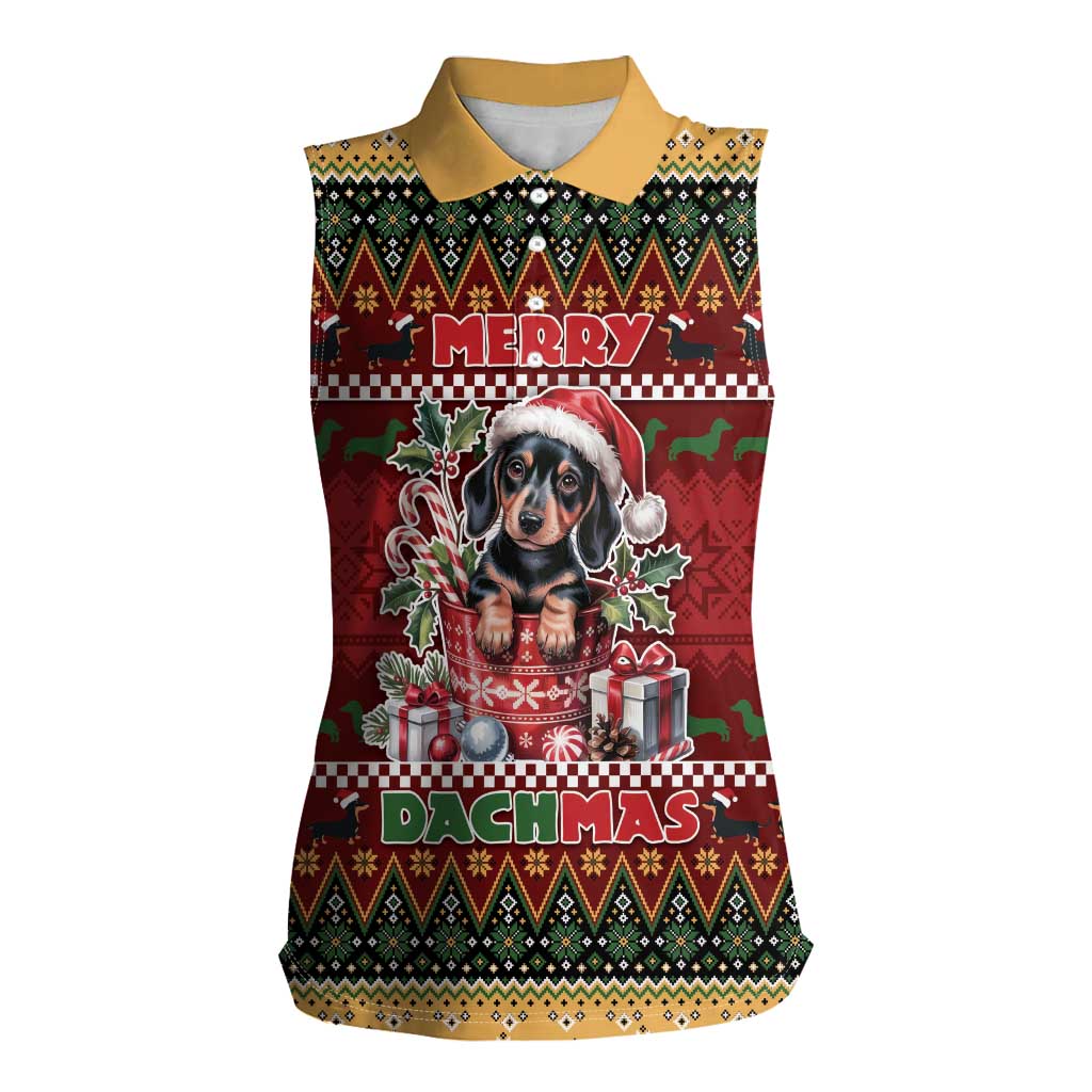 Dachshund Christmas Women Sleeveless Polo Shirt Merry Dachmas - Wonder Print Shop