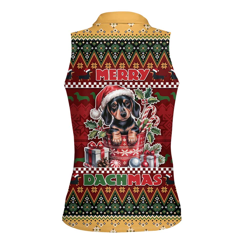 Dachshund Christmas Women Sleeveless Polo Shirt Merry Dachmas - Wonder Print Shop